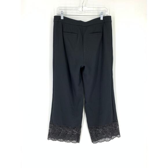 Ann Taylor Women's Sz 6 Lace Hem High Rise Crop Trouser Pants Straight Leg Black - Picture 4 of 5